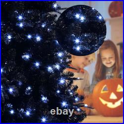 7ft Prelit Artificial Black Christmas Tree Halloween &1916 Branch Tip &450 Light