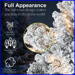 7ft Prelit Snow Flocked Artificial Pine Christmas Tree White With 350 Lights