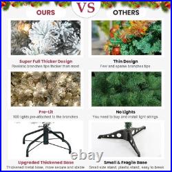 7ft Prelit Snow Flocked Artificial Pine Christmas Tree White With 350 Lights