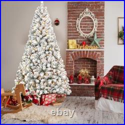 7ft Prelit Snow Flocked Artificial Pine Christmas Tree White With 350 Lights