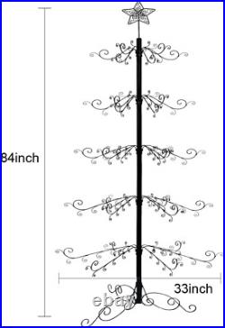 84 Inch Ornament Display Tree Stand Metal Wrought Iron Christmas Holder Hanger W