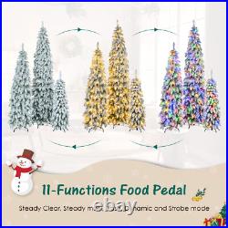 8FT, 6FT, 4FT Pre-Lit Pencil Christmas Trees, 3-set Xmas Tree With Snow Flocking 8FT, 6FT, 4FT Pre-Lit Pencil Christmas Trees, 3-set Xmas Tree With Snow Flocking