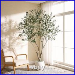 8FT Artificial Olive Tree with Decorative White Pot Tall Indoor Outdoor Faux