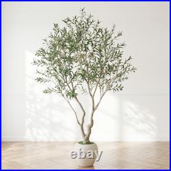 8FT Artificial Olive Tree with Decorative White Pot Tall Indoor Outdoor Faux