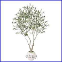 8FT Artificial Olive Tree with Decorative White Pot Tall Indoor Outdoor Faux
