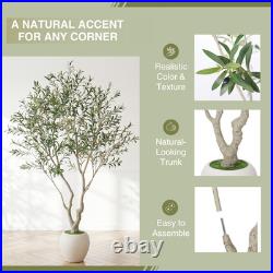 8FT Artificial Olive Tree with Decorative White Pot Tall Indoor Outdoor Faux