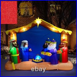8FT Christmas Inflatable Outdoor Decoration, Nativity Scene Set, Navidad Blow