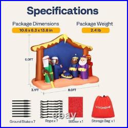 8FT Christmas Inflatable Outdoor Decoration, Nativity Scene Set, Navidad Blow