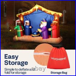 8FT Christmas Inflatable Outdoor Decoration, Nativity Scene Set, Navidad Blow