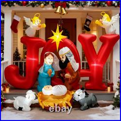 8FT Christmas Inflatables Joy Nativity Scene 2025 NEW LED Outdoor Decoration