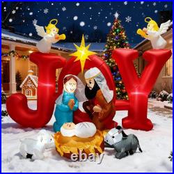 8FT Christmas Inflatables Joy Nativity Scene 2025 NEW LED Outdoor Decoration