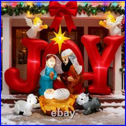 8FT Christmas Inflatables Joy Nativity Scene 2025 NEW LED Outdoor Decoration