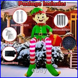 8FT Christmas Inflatables Outdoor Decorations, Christmas Inflatable Sitting Elf