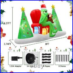 8FT Christmas Inflatables Outdoor Decorations, Inflatable Green Monster Yard