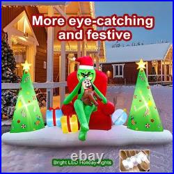 8FT Christmas Inflatables Outdoor Decorations, Inflatable Green Monster Yard