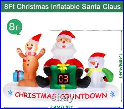 8FT Christmas Inflatables Santa Countdown Clock 2025 NEW LED Outdoor Decoration