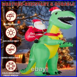 8FT Christmas Inflatables Santa Riding Dino 2025 NEW LED Outdoor Decoration