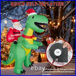8FT Christmas Inflatables Santa Riding Dino 2025 NEW LED Outdoor Decoration