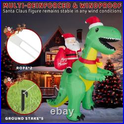 8FT Christmas Inflatables Santa Riding Dino 2025 NEW LED Outdoor Decoration