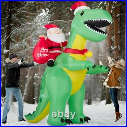 8FT Christmas Inflatables Santa Riding Dino 2025 NEW LED Outdoor Decoration