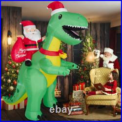 8FT Christmas Inflatables Santa Riding Dino 2025 NEW LED Outdoor Decoration