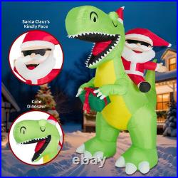 8FT Christmas Inflatables Santa Riding Dinosaur 2025 NEW LED Outdoor Decoration