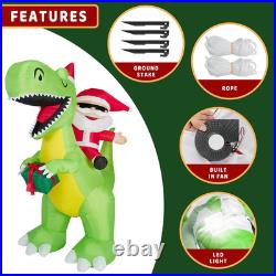 8FT Christmas Inflatables Santa Riding Dinosaur 2025 NEW LED Outdoor Decoration