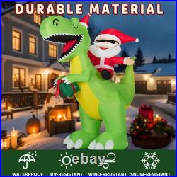 8FT Christmas Inflatables Santa Riding Dinosaur 2025 NEW LED Outdoor Decoration