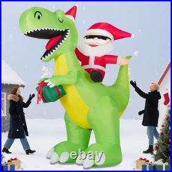 8FT Christmas Inflatables Santa Riding Dinosaur 2025 NEW LED Outdoor Decoration