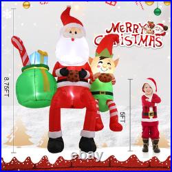 8FT Christmas Inflatables Santa Sitting on Roof 2025 NEW LED Outdoor Decoration
