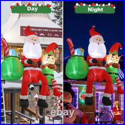 8FT Christmas Inflatables Santa Sitting on Roof 2025 NEW LED Outdoor Decoration