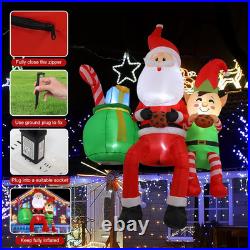 8FT Christmas Inflatables Santa Sitting on Roof 2025 NEW LED Outdoor Decoration