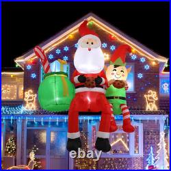 8FT Christmas Inflatables Santa Sitting on Roof 2025 NEW LED Outdoor Decoration