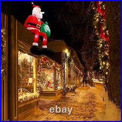 8FT Christmas Inflatables Sitting Santa Claus with LED Blow Up Outdoor Decorations