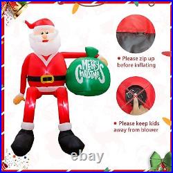 8FT Christmas Inflatables Sitting Santa Claus with LED Blow Up Outdoor Decorations