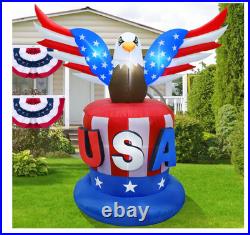 8FT Inflatable Bald Eagle Uncle Sam 4th July LED Patriotic Yard Decor