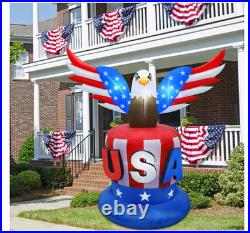 8FT Inflatable Bald Eagle Uncle Sam 4th July LED Patriotic Yard Decor