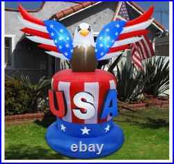 8FT Inflatable Bald Eagle Uncle Sam 4th July LED Patriotic Yard Decor
