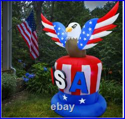 8FT Inflatable Bald Eagle Uncle Sam 4th July LED Patriotic Yard Decor
