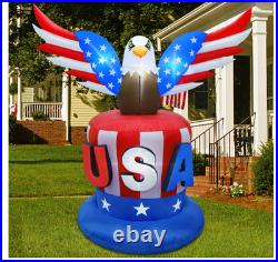 8FT Inflatable Bald Eagle Uncle Sam 4th July LED Patriotic Yard Decor