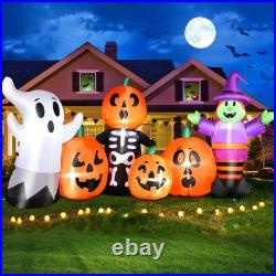8FT Length Halloween Inflatables Pumpkin Outdoor Decoration, Witch, Ghost, wi