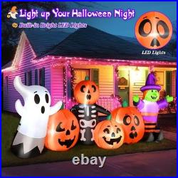 8FT Length Halloween Inflatables Pumpkin Outdoor Decoration, Witch, Ghost, wi