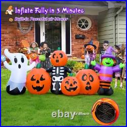 8FT Length Halloween Inflatables Pumpkin Outdoor Decoration, Witch, Ghost, wi