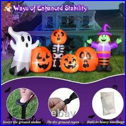 8FT Length Halloween Inflatables Pumpkin Outdoor Decoration, Witch, Ghost, wi