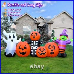 8FT Length Halloween Inflatables Pumpkin Outdoor Decoration, Witch, Ghost, wi
