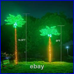 8FT Lighted Artificial Palm Tree with 300 LED Coconuts Outdoor Tropical Patio Deco
