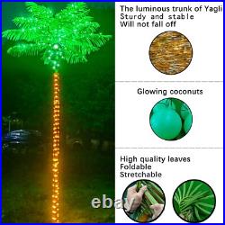 8FT Lighted Artificial Palm Tree with 300 LED Coconuts Outdoor Tropical Patio Deco