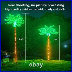 8FT Lighted Artificial Palm Tree with 300 LED Coconuts Outdoor Tropical Patio Deco