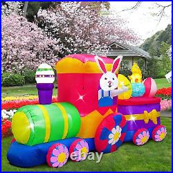 8FT Long Easter Inflatables Outdoor Decorations, Easter Blow up Bunny with Chick