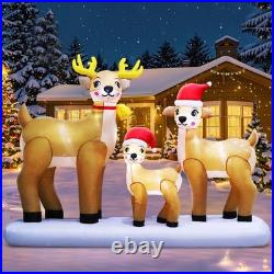 8FT Long Huge Christmas Inflatable Reindeer Family Outdoor Decoration, LED Li